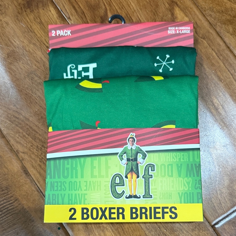 NWT Size XL ELF Festive Green Boxer Briefs Set